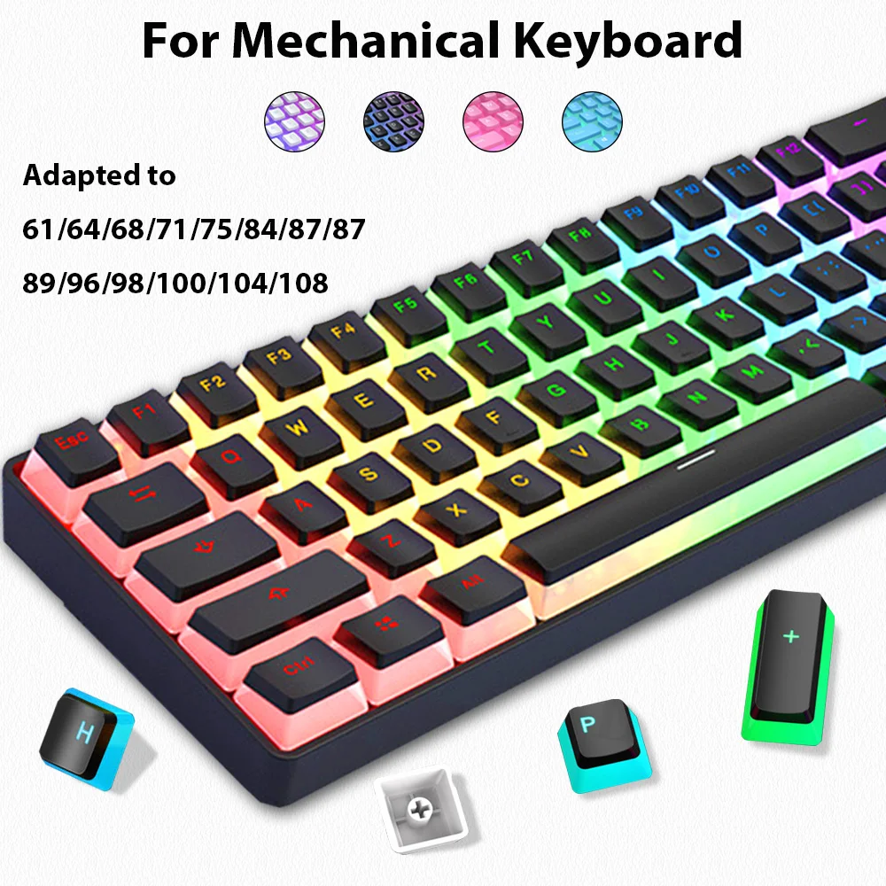 Gaming Accessories Aesthetic - 129 คีย์พุดดิ้ง Keycaps PBT Double Shot